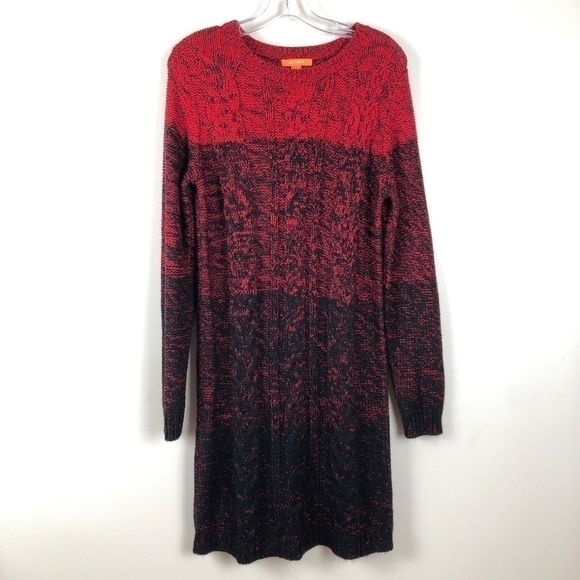 Joe Fresh Red and black Holiday cable knit sweater dress ombre - Picture 8 of 8
